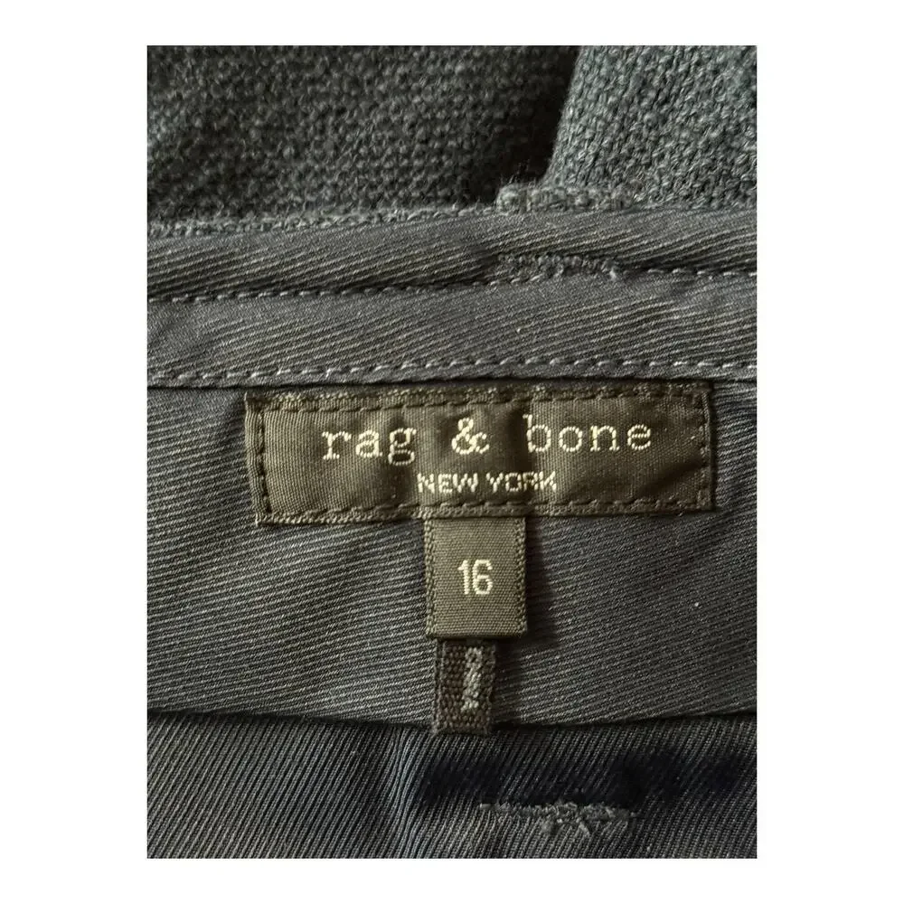 Rag & Bone Pants cropped wide legs navy blue size 16 - Picture 4 of 6